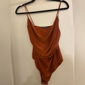 NastyGal Cowl neck rust color bodysuit Size 2